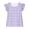 thumbnail image 2 of Cethrio Girls T-shirts with Ruffle, Casual Printed Soft Short Sleeve Summer Tops Purple Size 3-4 T, 2 of 5