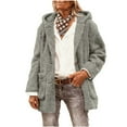 thumbnail image 2 of Karight Long Fleece Jacket Women Hooded - Sherpa Lined Trench Coat with Hood Long Sleeve Button Down Sherpa Cardigan, 2 of 8