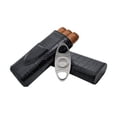 thumbnail image 2 of 69Bourbons Leather Cigar Case Travel- 3-Finger Cigar Box-Stainless Steel Cigar Cutter with Crocodile Skin Pattern- Cigar Holder Gift for Smokers - Black, 2 of 6