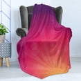 thumbnail image 4 of Orange and Pink Soft Flannel Fleece Blanket, Ombre Inspired Background with Different Colors Circles and Banners, Cozy Plush for Indoor and Outdoor Use, 50" x 60", Purple Pink Orange, by Ambesonne, 4 of 5