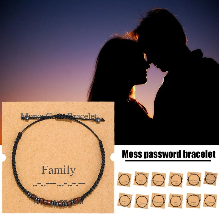 Morse Code Letter Couple Bracelet Adjustable Morse Code Golden Bracelet  with Card for Friendship Family and Her & His - AliExpress