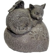 ABZ Brand The Best Pet Memorial Sleeping Cat Foot Print on Rock Cremation Urns