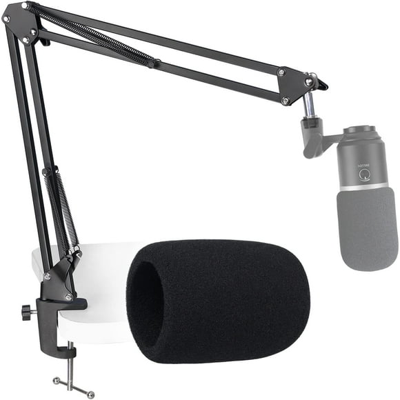 shiyou-AT2020 Boom Arm with Foam Pop Filter, Adjustable AT2020 Microphone Arm Stand with 3/8’’ to 5/8’’ Adapter, Mic Arm Stand Compatible with Fifine K670,K670B