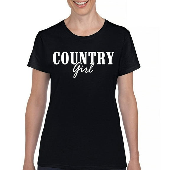 Country Girl Logo T-Shirt Minimalistic Western Style Rodeo Southern Pride Cowgirl Queen Rustic Farm Gift Women's Tee