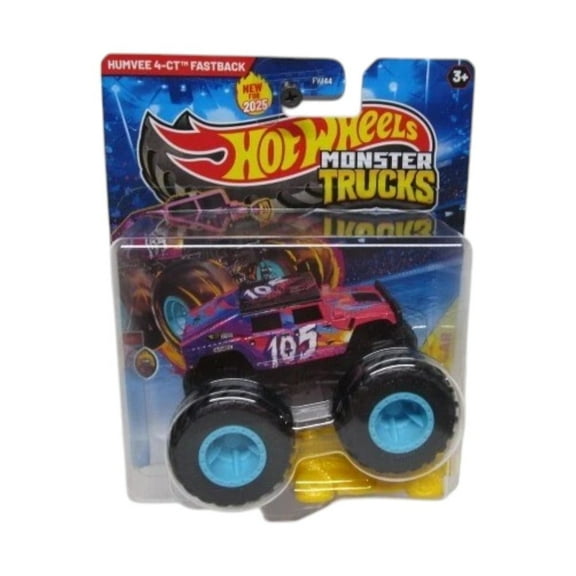 2025 Hot Wheels Monster Trucks Humvee 4-CT Fastback, Crash Legends 4/5 with Crushed Car