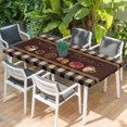 thumbnail image 2 of Vintage Coffee Time Table Cloths for 5 Foot Rectangle Tables, Farmhouse Desserts Black White Plaid Patio Waterproof Elastic Fitted Tablecloths, Washable Rectangular Table Cover for Camping, 2 of 8
