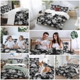 thumbnail image 6 of Black Rose Bedding 3 Piece Duvet Cover Set Full Size, Vintage Pastoral Botanical Floral Leaves Vines Soft Microfiber Comforter Cover with Zipper Closure & Pillowcases, FadeResistant Quilt Cover, 6 of 9