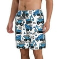 thumbnail image 2 of Kdxio Blue Excavator Pattern Mens Casual Shorts - Drawstring Summer Beach Sports Shorts for Men, 2 of 9