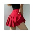 thumbnail image 2 of Girls Women High Waisted Plain Pleated Skirt Skater Tennis School Uniforms A-line Mini Skirt Lining Shorts, 2 of 3
