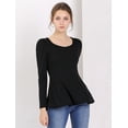 thumbnail image 2 of Top Allegra K Manga Larga Cuello Redondo Peplum Negro XL, 2 of 6
