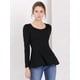 thumbnail image 2 of Top Allegra K Manga Larga Cuello Redondo Peplum Negro XL, 2 of 6