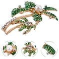 thumbnail image 3 of GOOHOCHY Broche de palma de coco verde de 1 pieza, broche de aleación de diamantes de imitación brillante, accesorio de moda, regalo para mujeres, niñas, señoras, 3 of 7