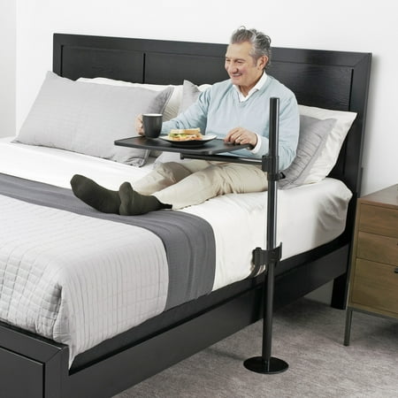 Able Life Universal Overbed Table, Adjustable Bedside Table, Swivel Tray & Laptop Desk, Black