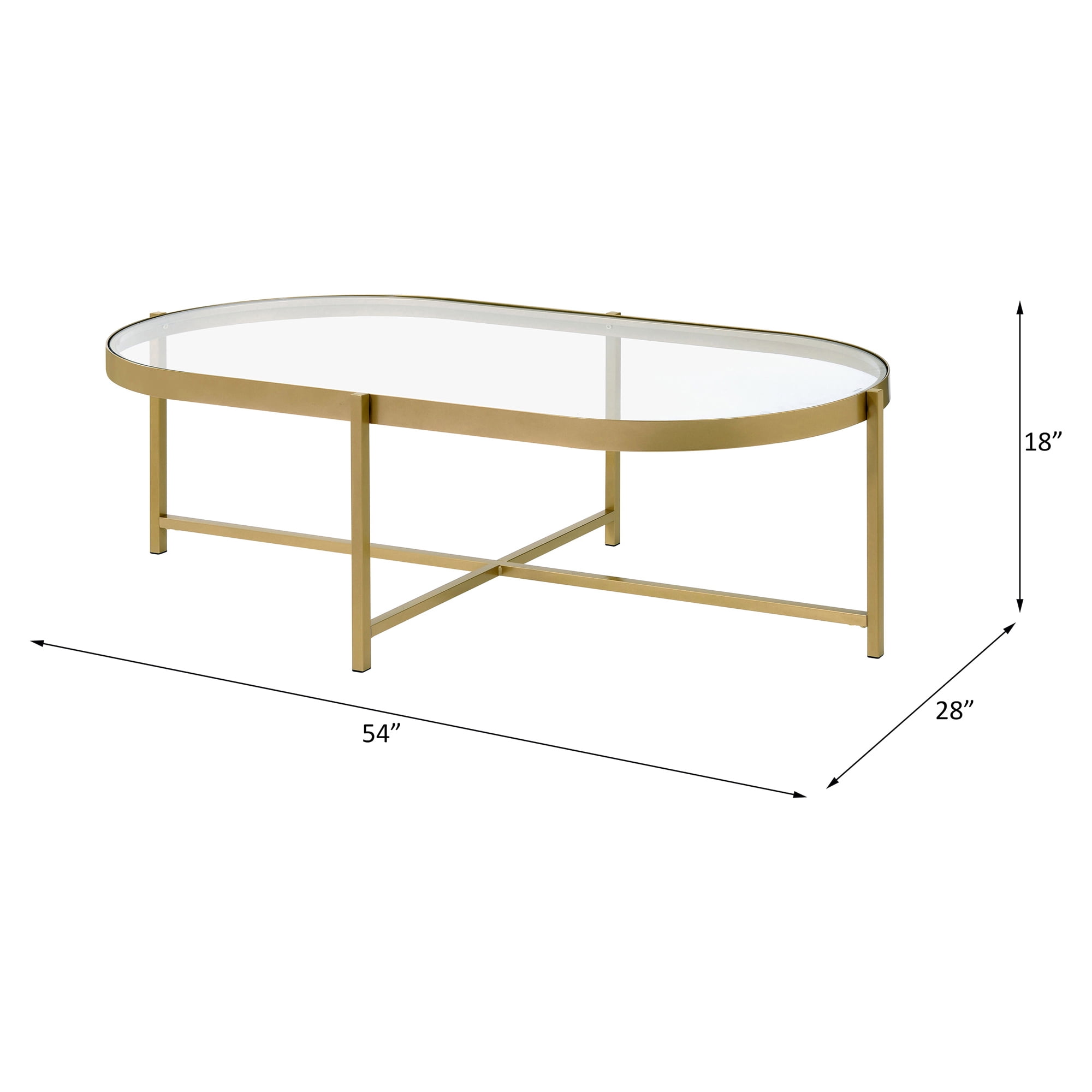 Acme Charrot Coffee Table, Clear Glass & Gold Finish