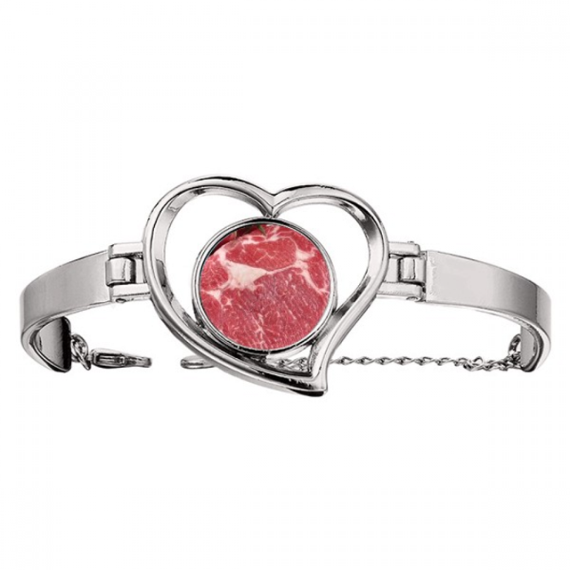 La textura de la carne cruda de alimentos carne roja Pulsera pulsera de joyería en forma de corazón Unbranded M
