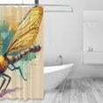 thumbnail image 2 of Shower Curtain, Cartoon Dragonfly Art Waterproof Fabric Plastic Shower Curtain, Drying Fast Bathroom Curtain with 9 Buttonholes, Ruffle Shower Curtain 60x72in, 2 of 8