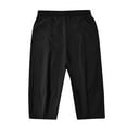 thumbnail image 4 of IYTR Men Linen Shorts Summer Solid Color with Pockets Lightweight Elastic Waist Drawstring Wide Leg Casual Shorts Black L, 4 of 6