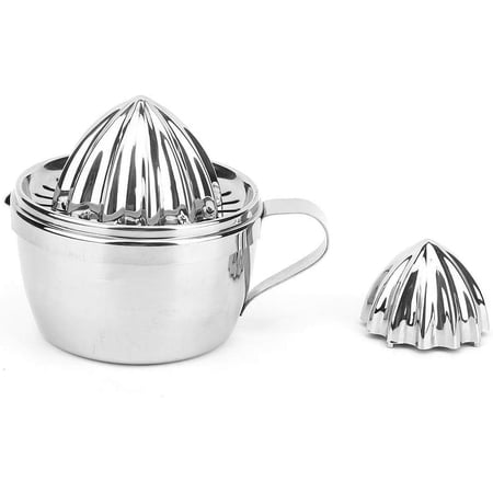 Citrus Juicer Stainless Steel Manual Juicer Orange Lemon Squeezer Hand Pressing Tool with Strainer and Container for Kitchen Use