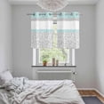 thumbnail image 5 of Aqua Grey Kitchen Curtains Small Short 39 Inch Length, Chic Garden Floral Stripe Embroidery Design Grommet Top Bedroom Living Room Curtains, Light Filtering Cafe Curtain Drapes 2 Panels Set 55''x39'', 5 of 9