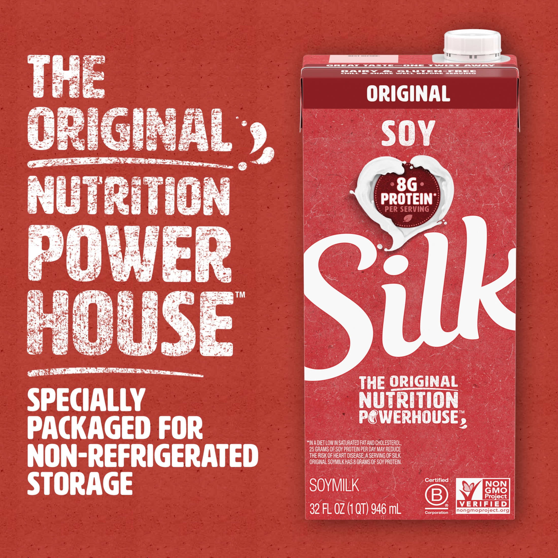 (Pack of 6) Silk Shelf-Stable Original Soy Milk, 1 Quart