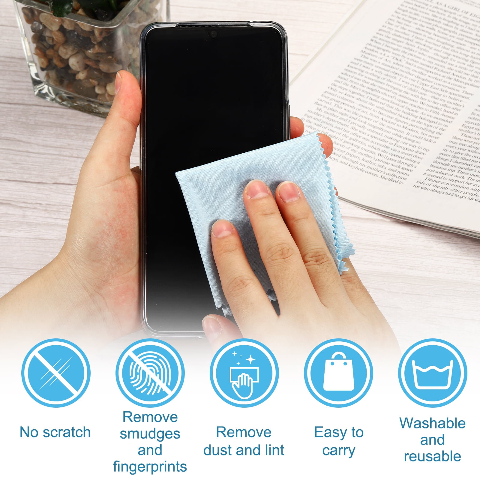 Unique Bargains Microfiber Soft Cleaning Cloth for Camera Lens White 10pcs