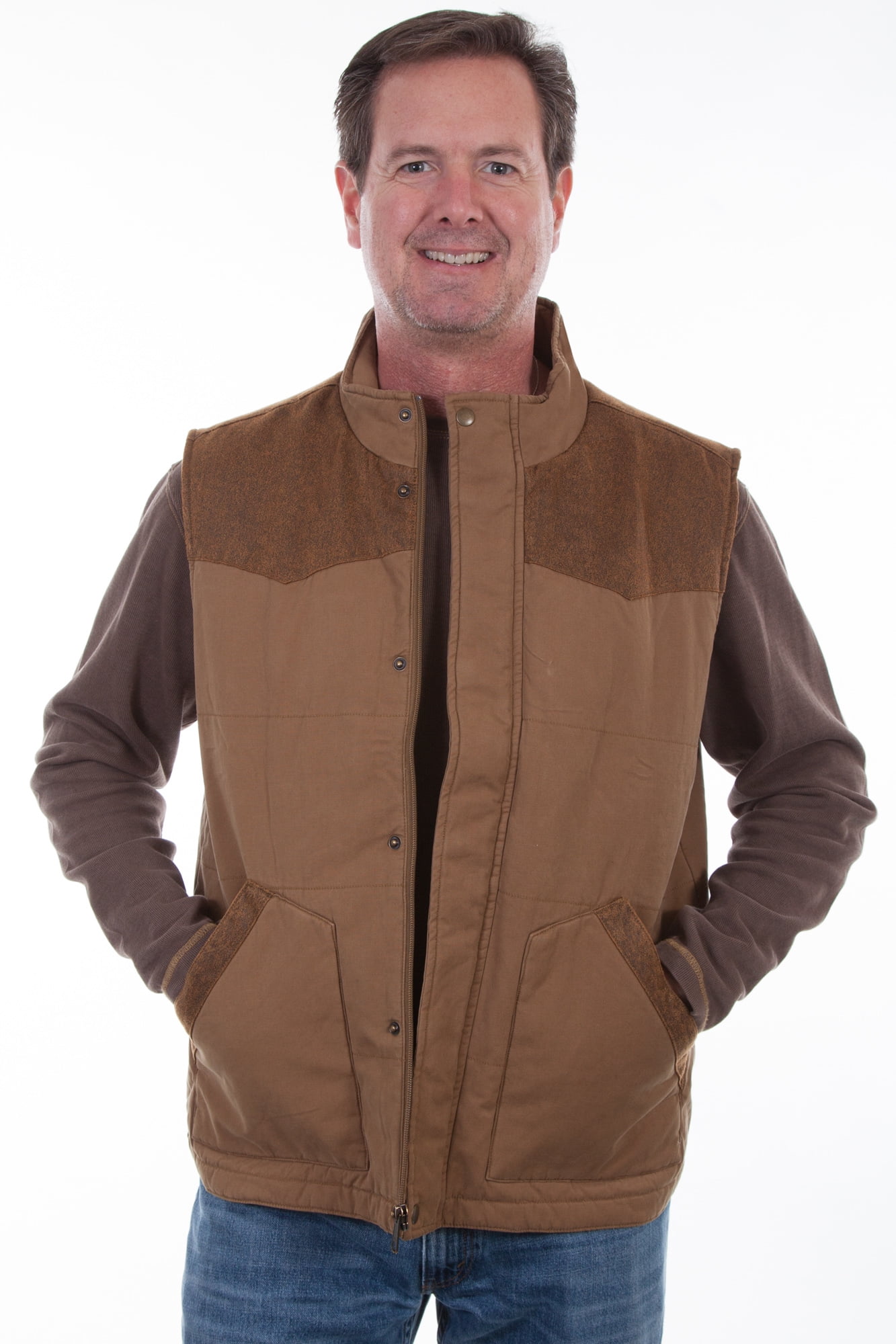 Scully Mens Tan 100 Cotton Snap Quilted Vest XL