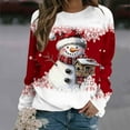 thumbnail image 2 of Women's Christmas Sweatshirts Casual Loose Xmas Snowman Printed Shirts Round Neck Long Sleeve Blouse Merry Christmas Capless Sweatshirt Pullover Top, 2 of 5