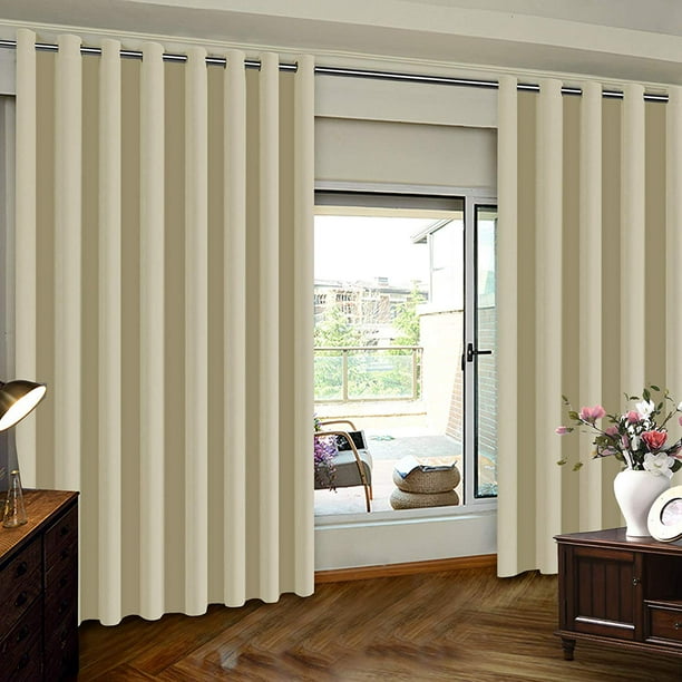 Insulated Blackout Patio Door Slider Curtains Extra Wide Thermal Vertical Blind Window Treatment Ds For Hotel Sliding 100w By 84l Inches Beige One Panel Com Insulated Blackout Patio Door Slider, Curtains For Sliding Glass Doors With Vertical Blinds