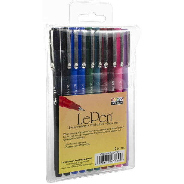  Le Pens .03mm Point 10/Pkg-Assorted Colors : Office Products
