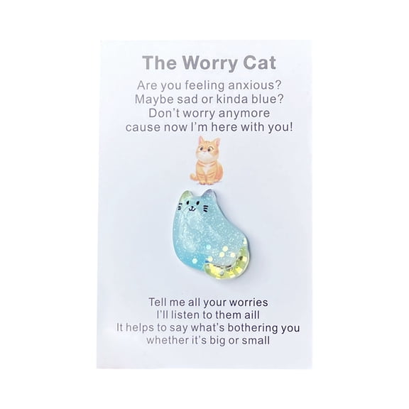 Worry Cat Pocket Hugging Heartfelt Card, Emotional Support Gift For Anxiety Sadness Featuring 'I'M Here To Listen' & 'safe Space' Design, Valentine's Day Friend Gift & Special