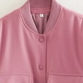thumbnail image 3 of Defitshape Women's Long Sleeve Bomber Jackets Spring Jacket Winter Western Pocket Casual Short Flap Pocket Lightweight Jacket Pink Large, 3 of 4