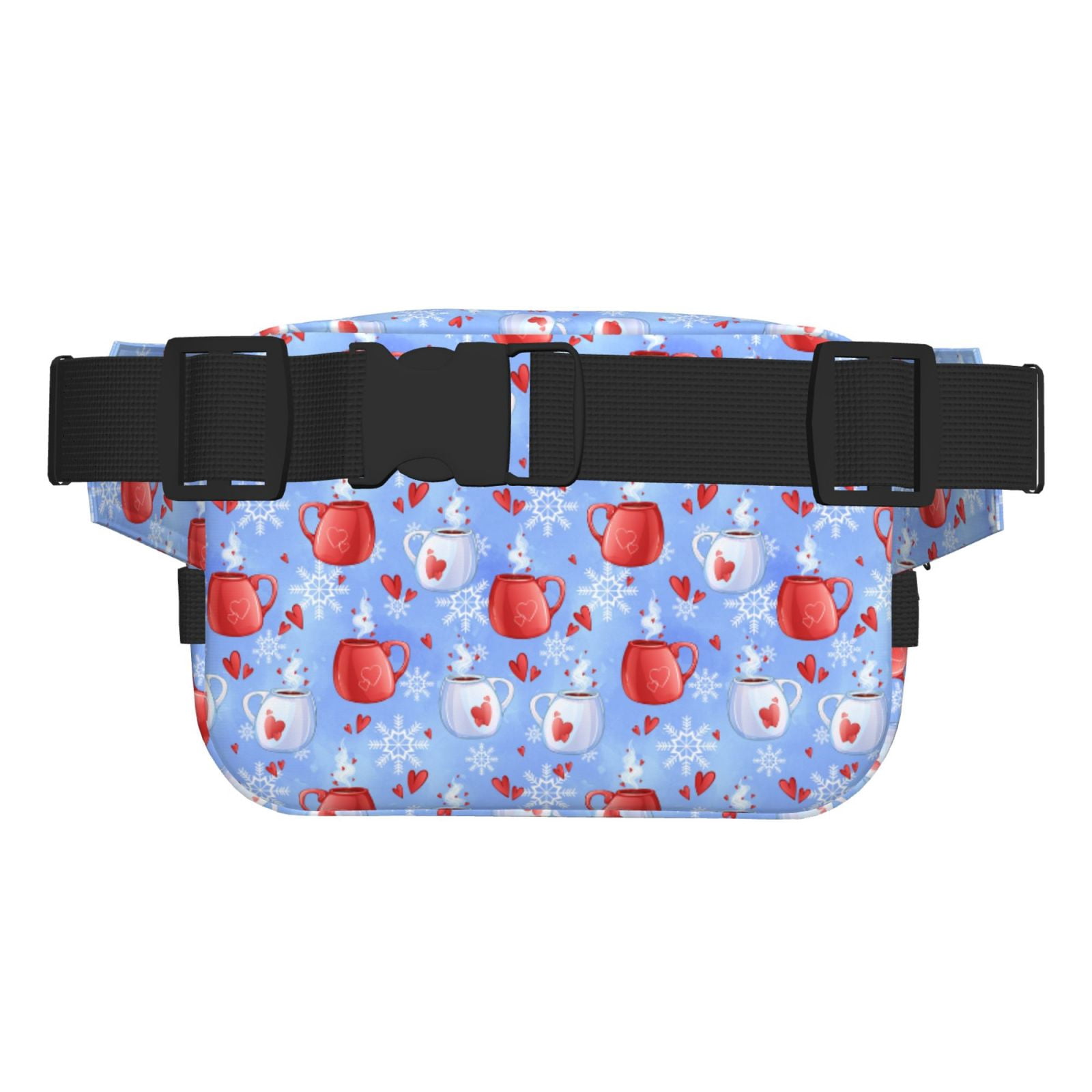 Picia coffee love cup winter Print Square Double-Layer Waist Bag Mini Adjustable Waist Belt Bag Exercise Running Travel Hiking