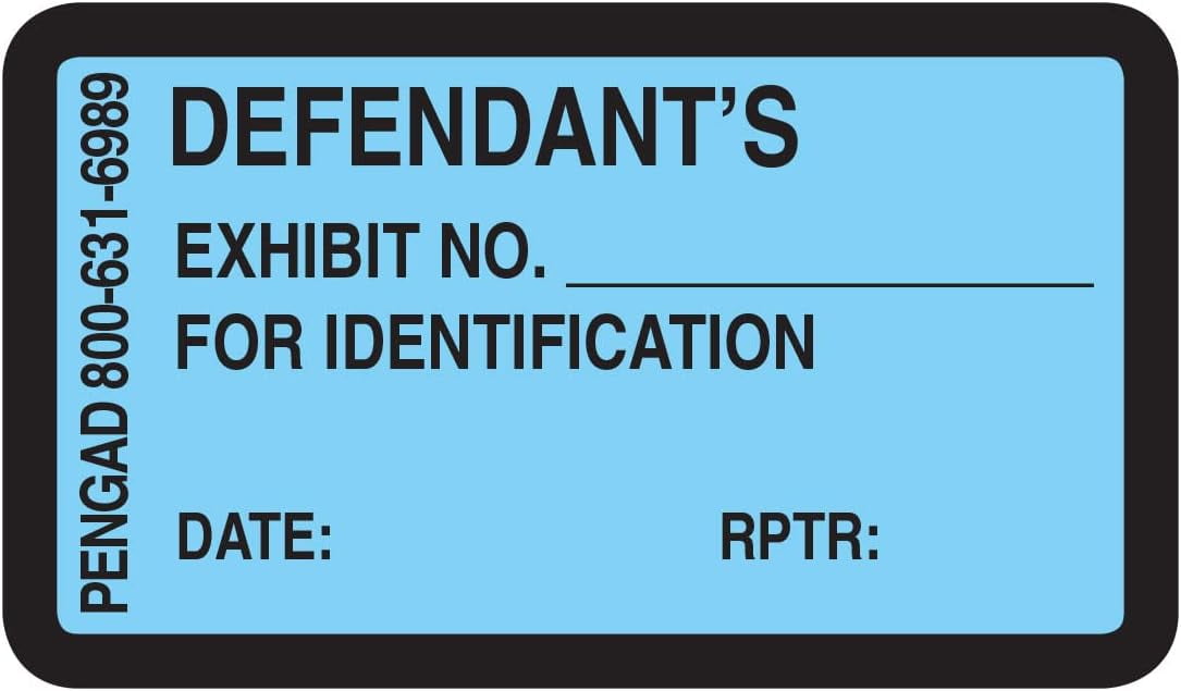 Legal Exhibit Label Stickers, 7/8 X 11/2 Inches, 492 Labels Per Pack (DEFENDANT's Exhibit NO