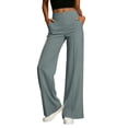 thumbnail image 6 of Miluxas Women's High Waist Seamed Wide Leg Pants Tummy Control Business Casual Loose Trousers with Pockets Summer Pants for Daily Outings Gray, 6 of 9
