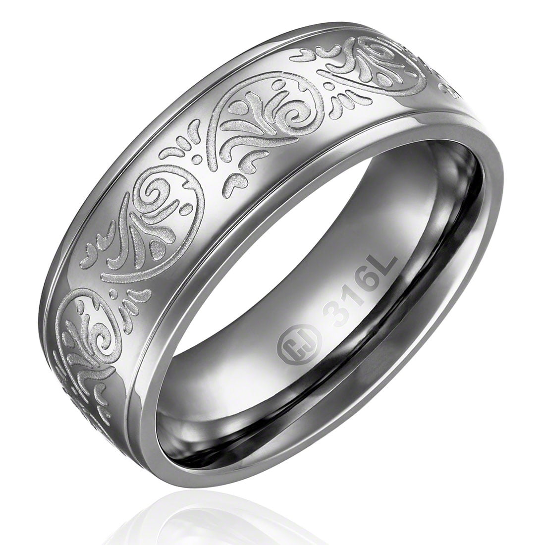 Surgical Steel Dragon Cut Out Design Ring Domed 8mm Wedding Matte Finish Band