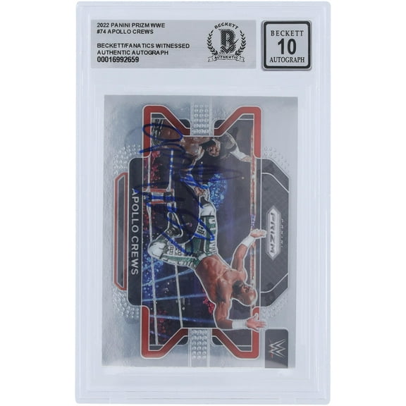 Apollo Crews WWE Autographed 2022 Panini Prizm #74 Beckett Fanatics Witnessed Authenticated 10 Card - Fanatics Authentic Certified