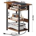 thumbnail image 2 of Narrow Side Table Set of 2 with Charging Station, Rustic Maple  End Table with 3 Shelves Farmhouse Nightstand with 3-tier Storage Space Bedside table for Bedroom Living Room,Brown, 2 of 7