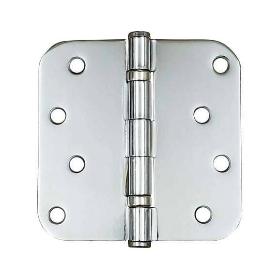 Polished Chrome Door Hinges - Ball Bearing - 4 inch with 5/8 inch Radius - 2 Pack