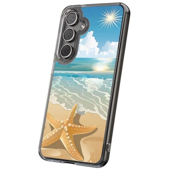 For Samsung Galaxy S21 Plus, Hybrid Clear, Starfish Beach Print, USA