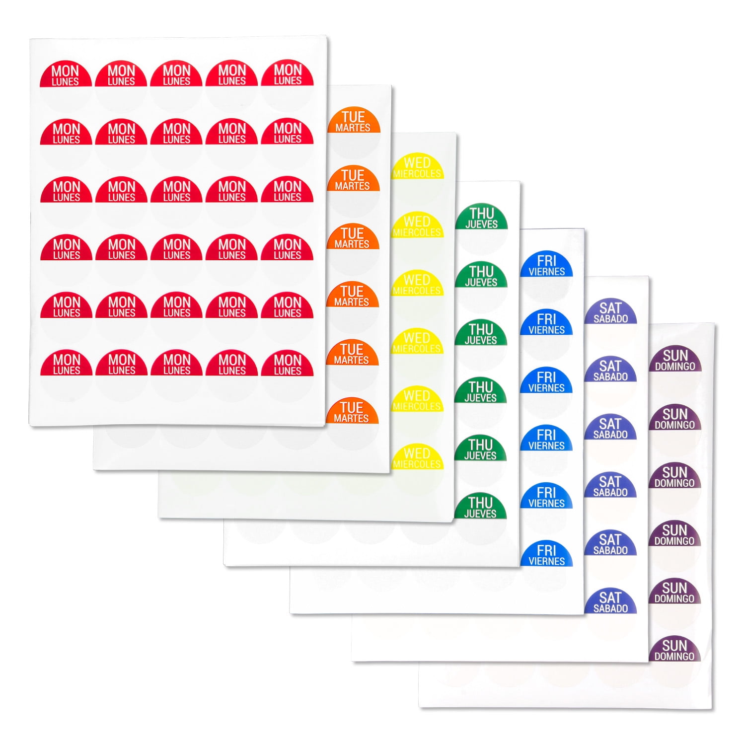 2100 Labels - Monday Labels for Food Rotation, Kitchen Prep/ Lunes Etiquetas para control de los aliementos ( 1.5 inch Round / Red )