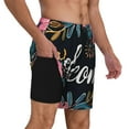thumbnail image 2 of Sikiie Floral Welcome Sign Print Men's Double Layer Swimming Trunks, Adjustable Waistband and Pockets Sports Swimming Trunks, Beach Swimwear-Medium, 2 of 6