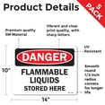 thumbnail image 2 of Flammable Liquids Stored Here OSHA Danger Vinyl Decal Label 14 Inch x 10 Inch - 5 Pack, 2 of 6