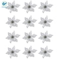 thumbnail image 2 of Deago 24 Pcs 5.9 in Christmas Tree Decorations Glitter Poinsettia Artificial Flowers for Xmas Tree Ornaments (Silver), 2 of 9