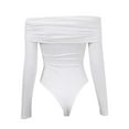 thumbnail image 5 of Body de manga larga con hombros descubiertos para mujer - Poliéster, tallas XS-XL, diseño sexy plisado, cierre a presión, versátil para fiestas/uso diario, 5 of 5