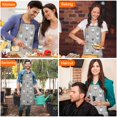 thumbnail image 6 of Arrow Home Grey Apron with Pocket Extra Long Aprons Waterproof Bib Apron for Couple Bride Mrs Mr Cooking Aprons for Kitchen Cool BBQ Grilling, 6 of 7
