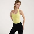 thumbnail image 6 of Women's Halter Neck Cropped Tank Top with Built-In Bra and Stretch Fabric for Workout or Casual Wear - X Large, Yellow, 6 of 7