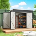 thumbnail image 2 of Outsunny 7.5' x 4.3' Outdoor Storage Shed with Lockable Doors, Dark Grey, 2 of 10
