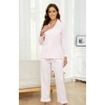 thumbnail image 2 of LYCY 100% Cotton Women Pajama Set, Soft Cute Button up Long Sleeve Sleepwear Pjs Set(Light Pink,M), 2 of 6