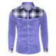thumbnail image 3 of Camisas De Vestir Para Hombre Camisa de manga larga con botón de solapa y bloque de color a cuadros informal a la para hombre (Purple, XL), 3 of 5