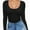 Black, variant on Women Long Sleeve Shirt Scoop Neck Tops Slim Fit Basic Top Base Layer Tee